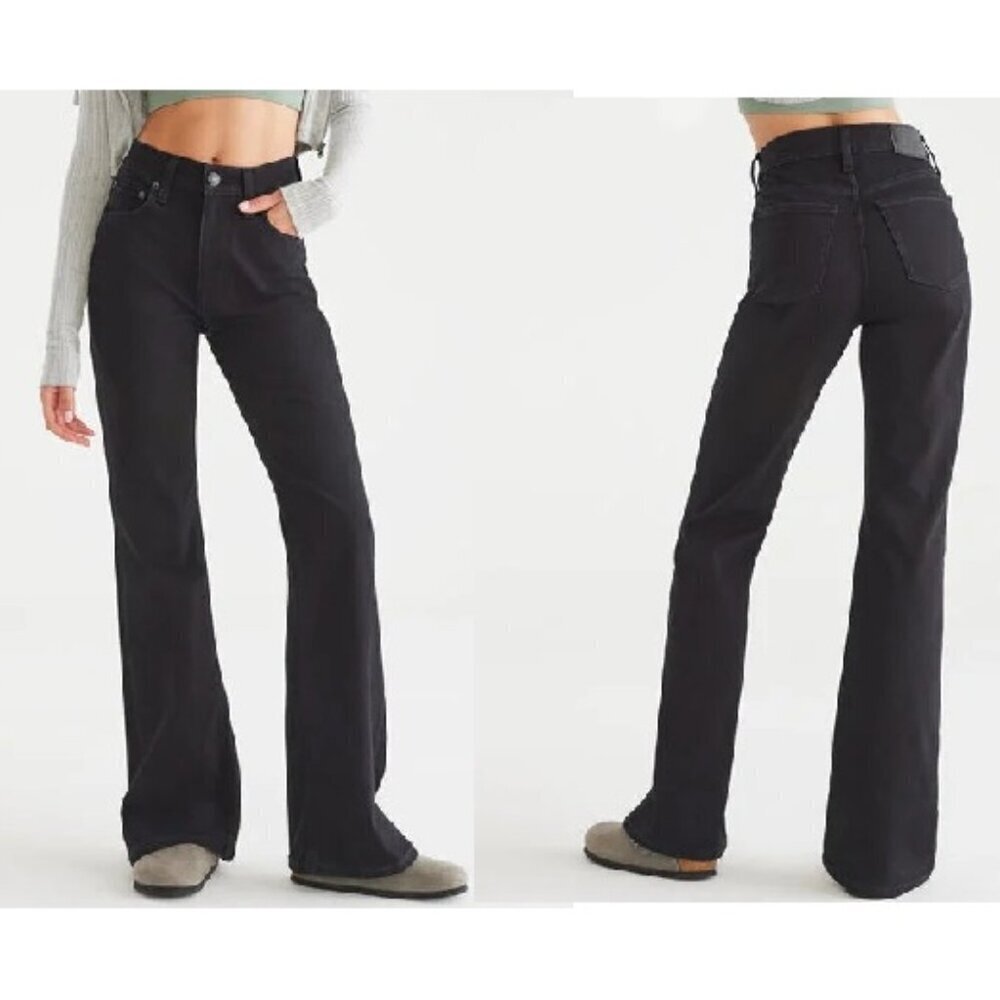 NWOT Aeropostale High Rise Flare Leg Jeans Black Size 6